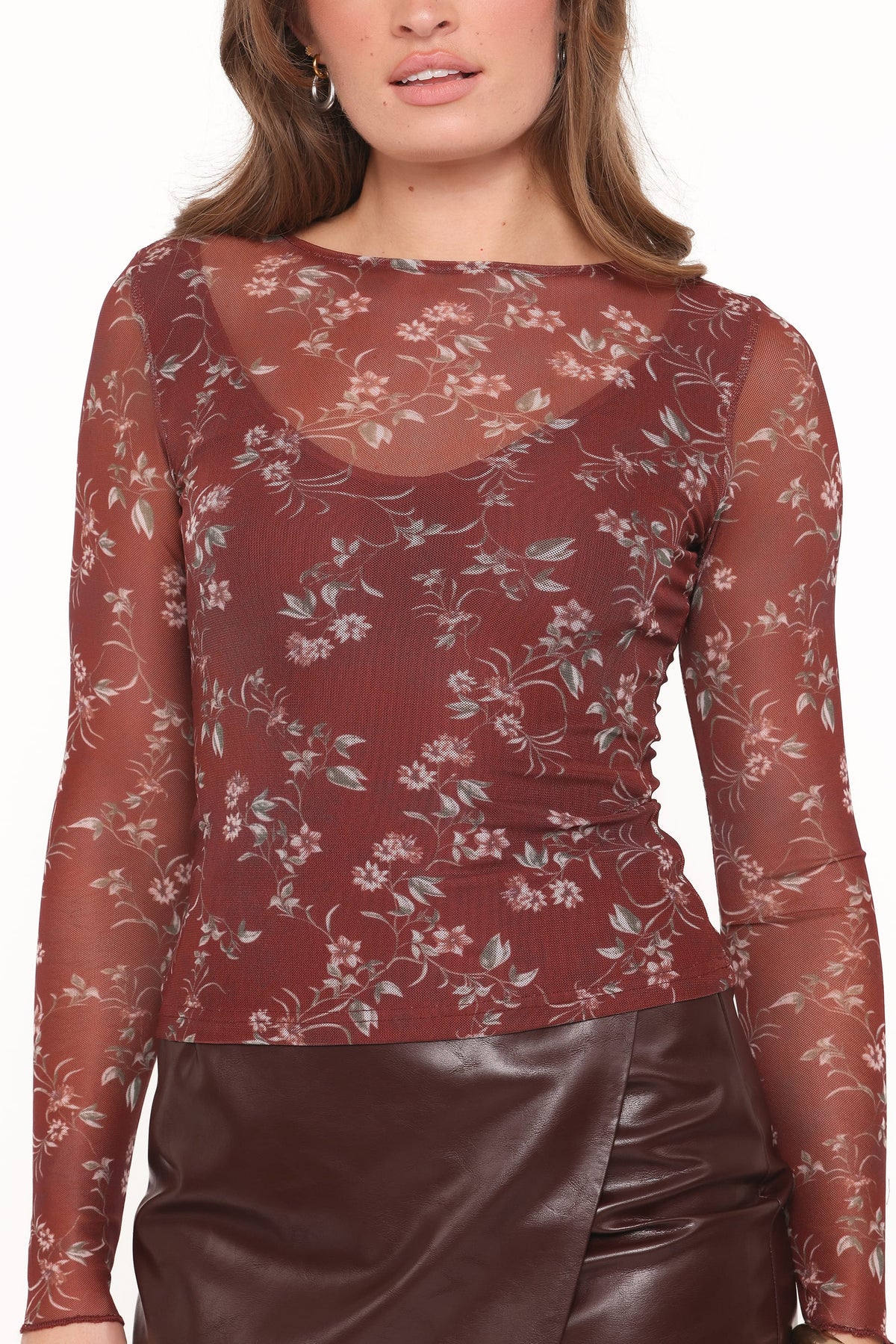 Petal and Pup USA TOPS Ermen Mesh Top - Rust Floral