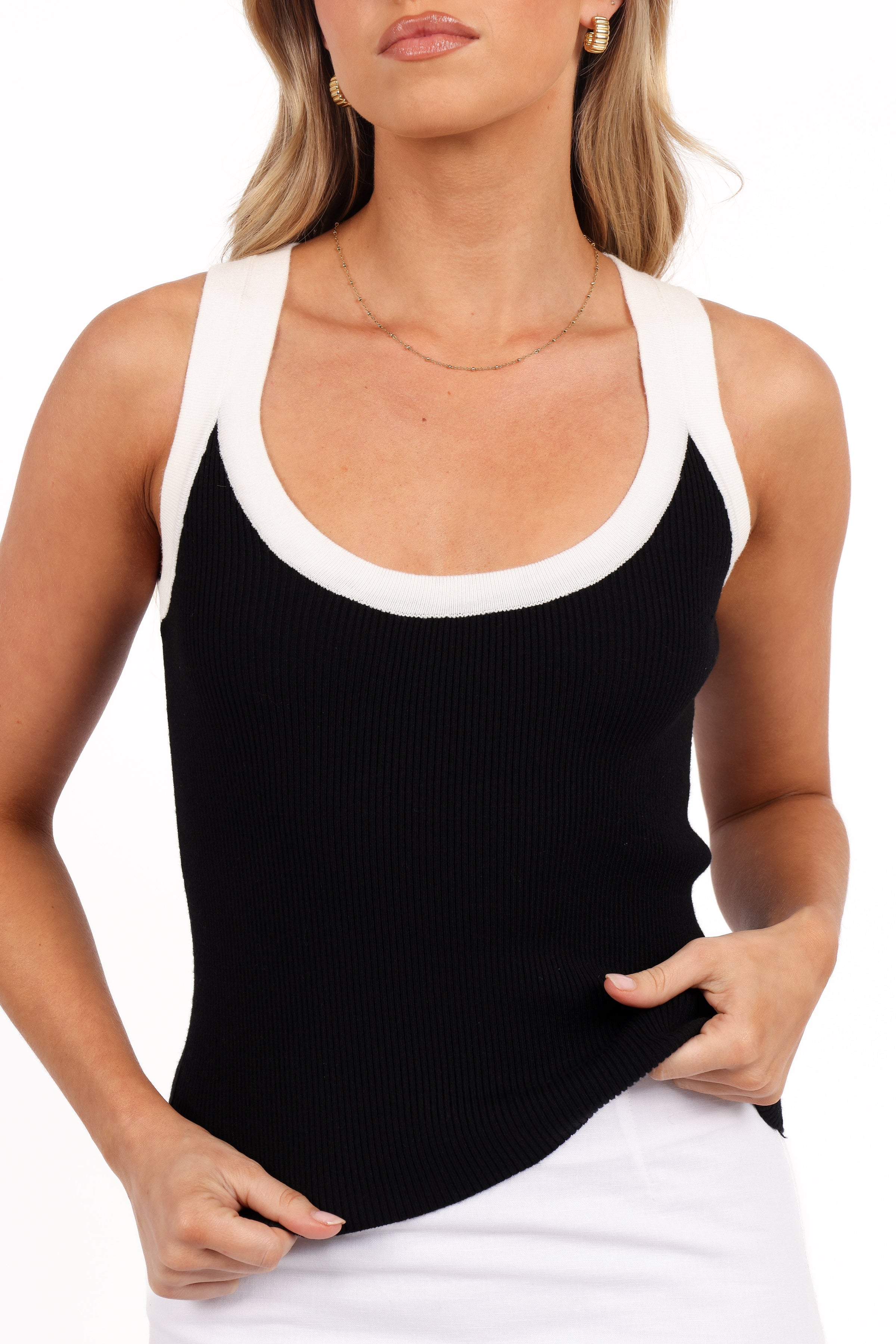 Petal and Pup USA TOPS Esme Knit Tank - Black White