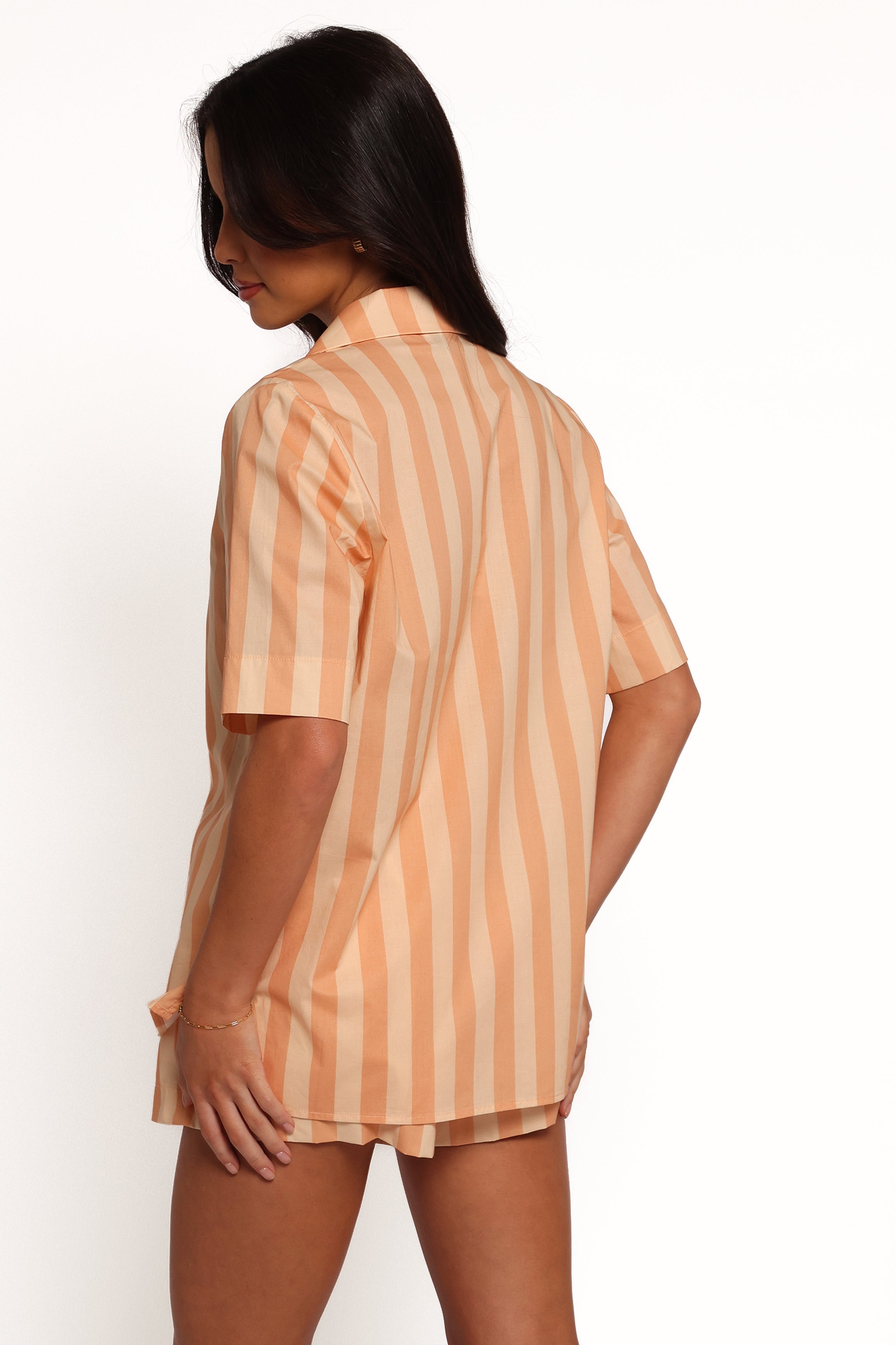 Petal and Pup USA TOPS Essie Tie Front Shirt - Terracotta Stripe (Hold for Amazon)