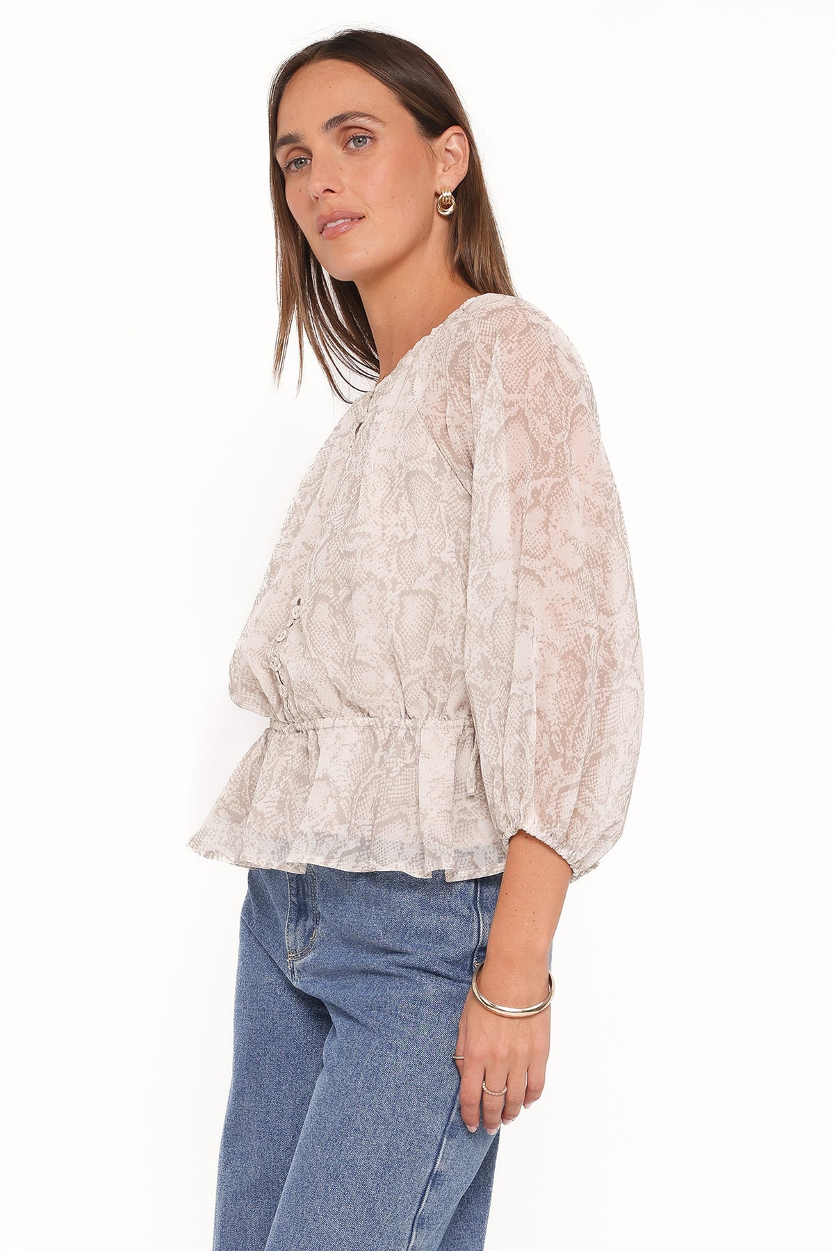 Petal and Pup USA TOPS Ethelinda Drawcord Waist Top - Snake Print