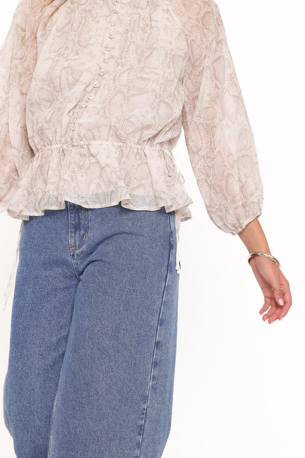 Petal and Pup USA TOPS Ethelinda Drawcord Waist Top - Snake Print