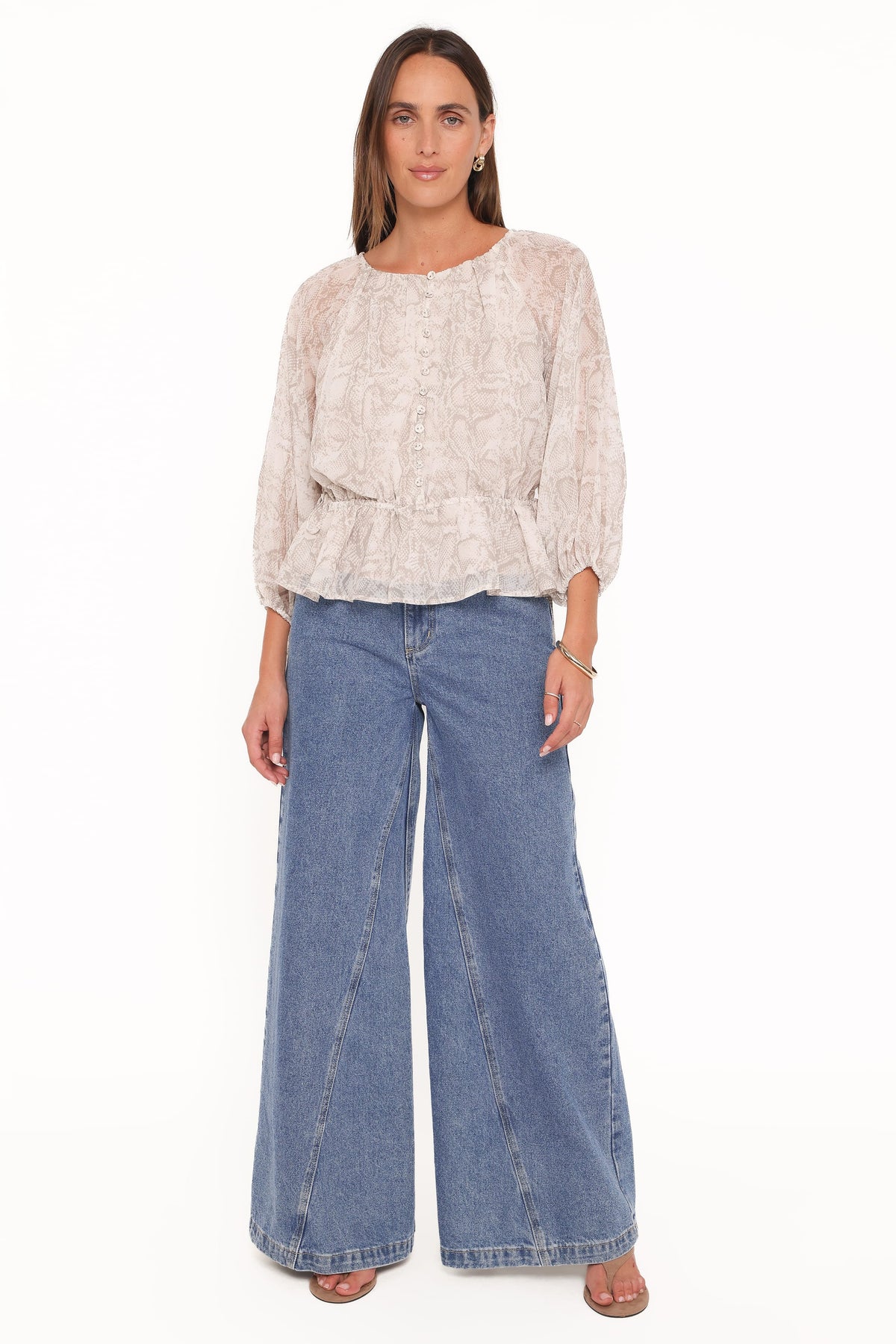 Petal and Pup USA TOPS Ethelinda Drawcord Waist Top - Snake Print