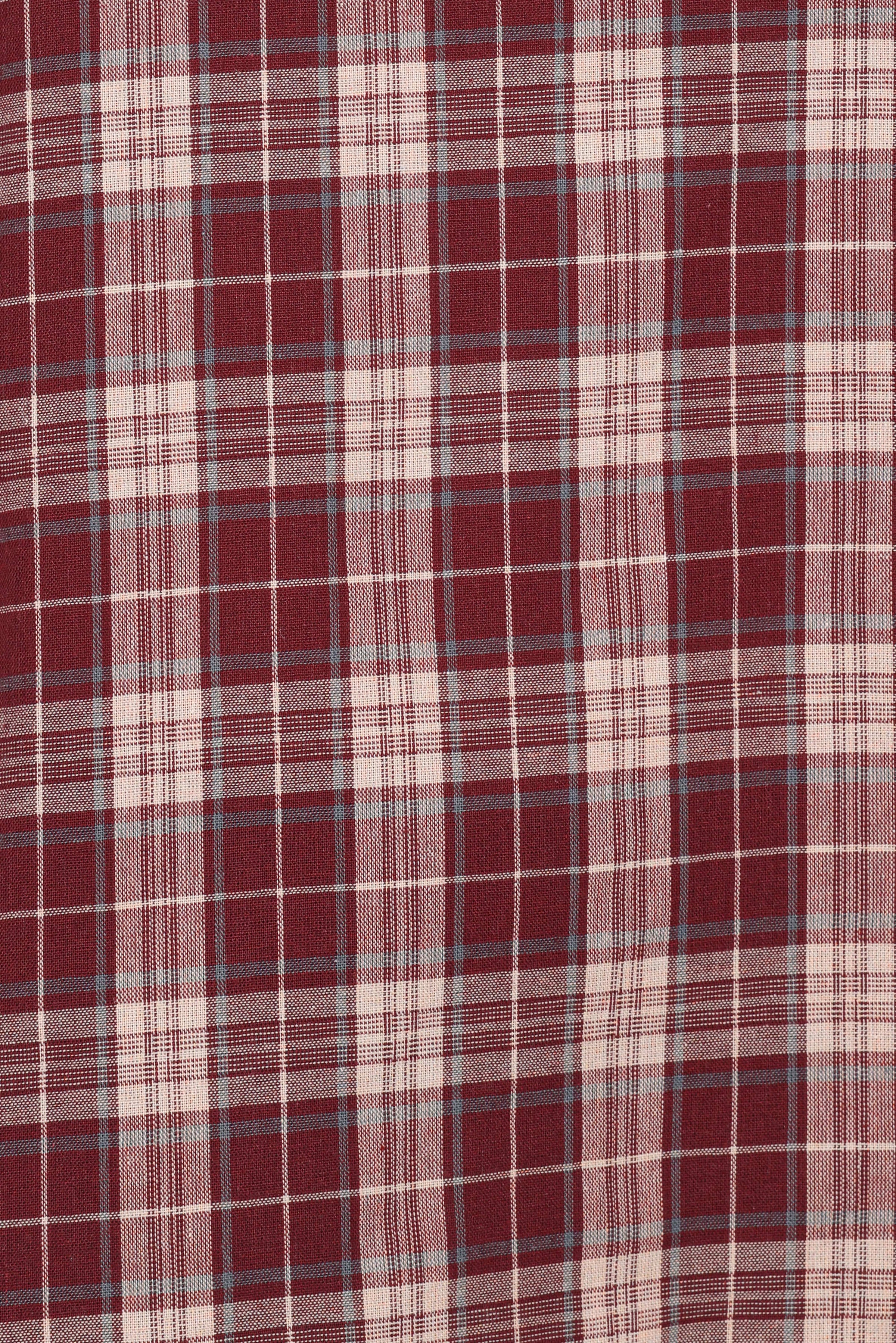 Petal and Pup USA TOPS Evandri Frill Collar Top - Burgundy Plaid