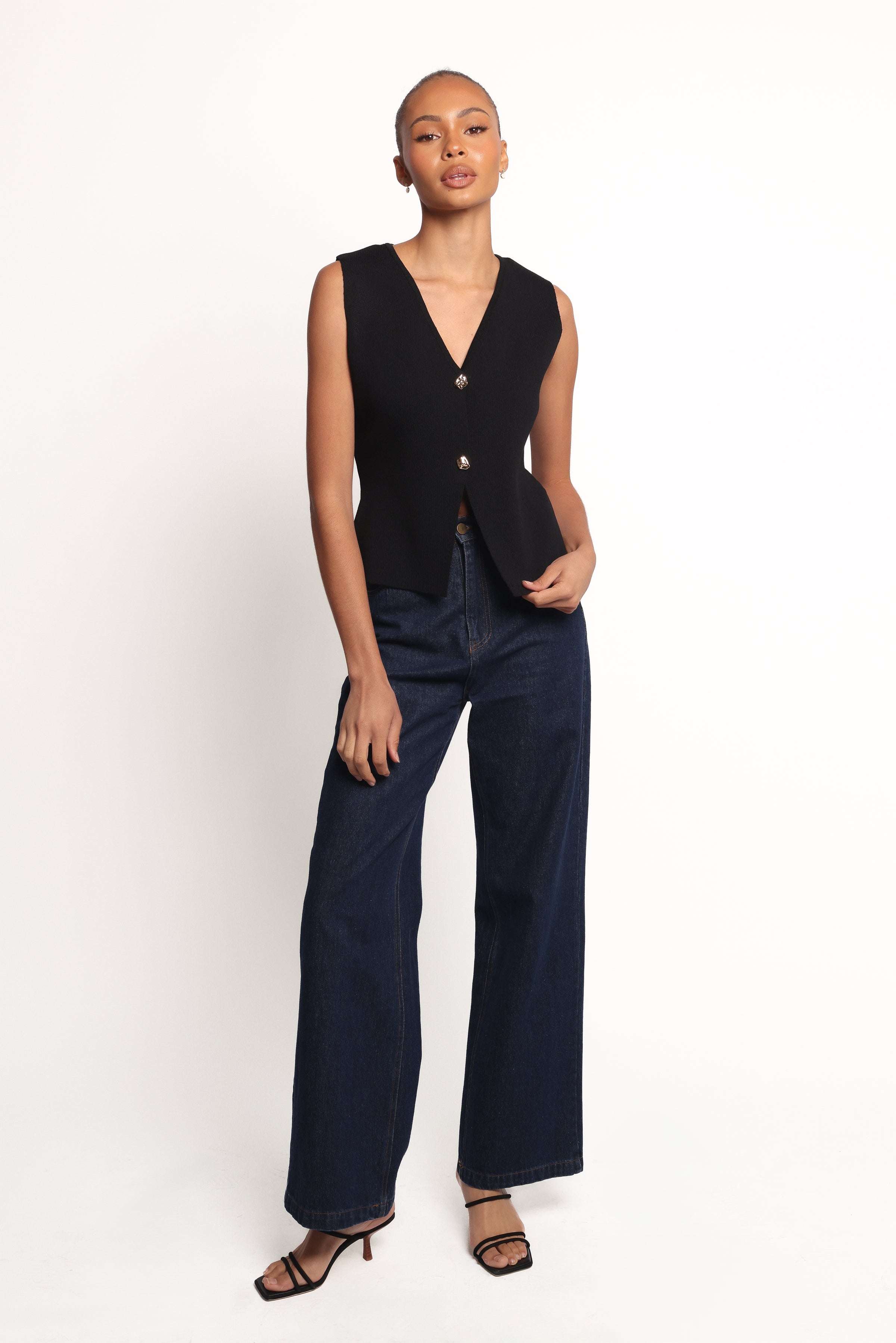 Petal and Pup USA TOPS Everlee Knit Vest Top - Black