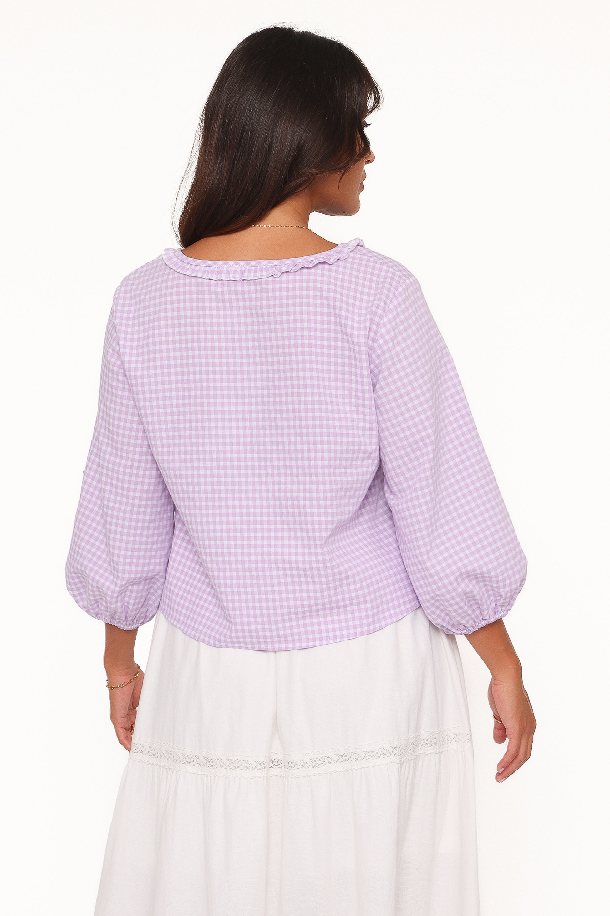 Petal and Pup USA TOPS Fainche Front Tie Top - Lilac Gingham