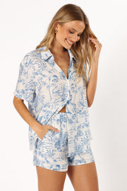 Petal and Pup USA TOPS Faye Button Down Top - White Blue