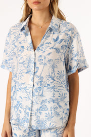 Petal and Pup USA TOPS Faye Button Down Top - White Blue