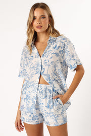 Petal and Pup USA TOPS Faye Button Down Top - White Blue