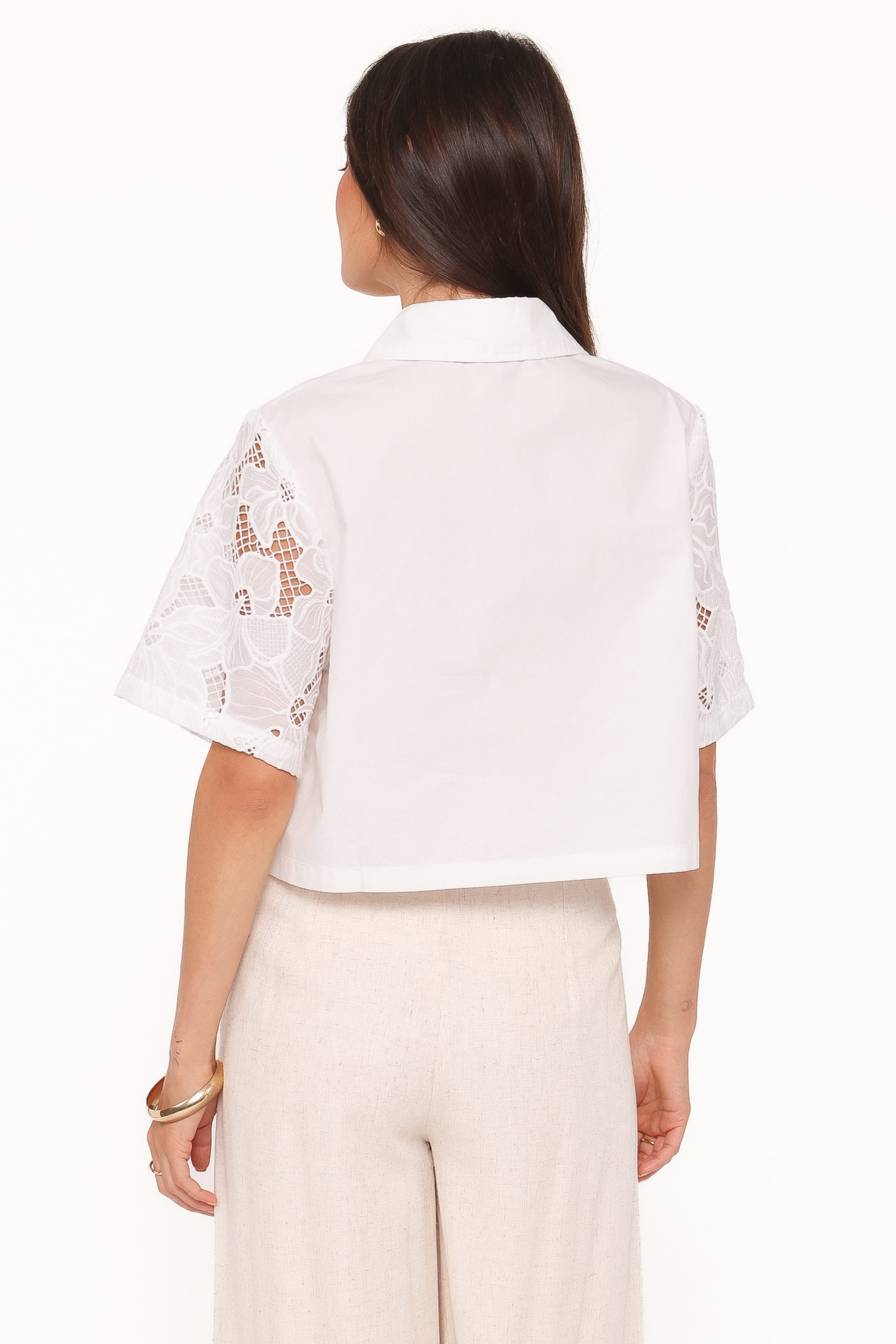 Petal and Pup USA TOPS Fidelma Cropped Shirt - White