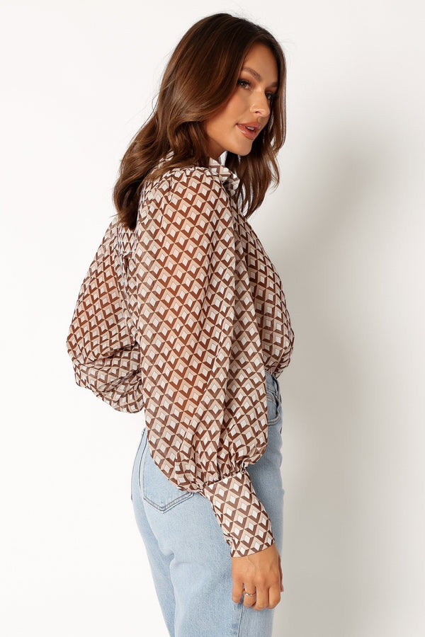 Petal and Pup USA TOPS Fleetwood Blouse - Chocolate Geo