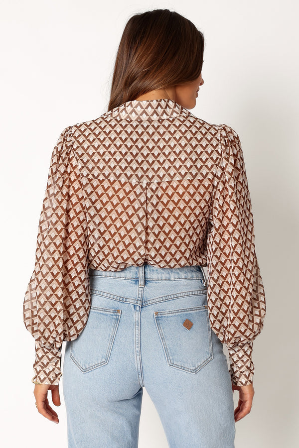 Petal and Pup USA TOPS Fleetwood Blouse - Chocolate Geo