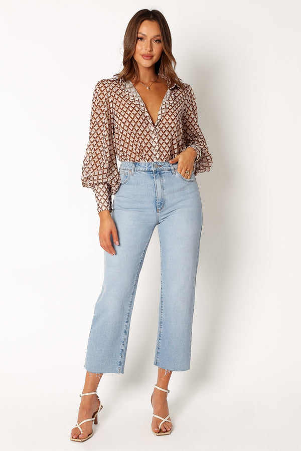 Petal and Pup USA TOPS Fleetwood Blouse - Chocolate Geo