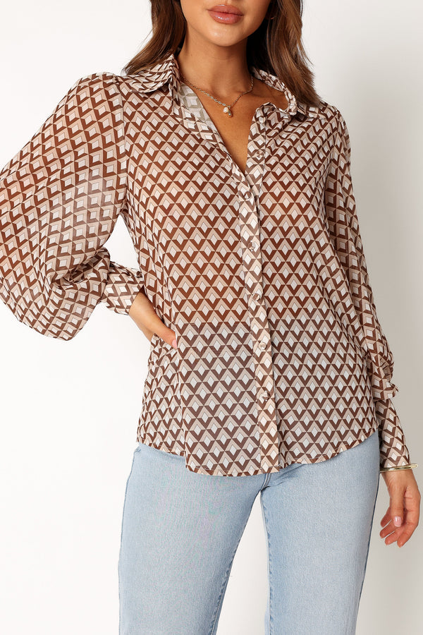 Petal and Pup USA TOPS Fleetwood Blouse - Chocolate Geo