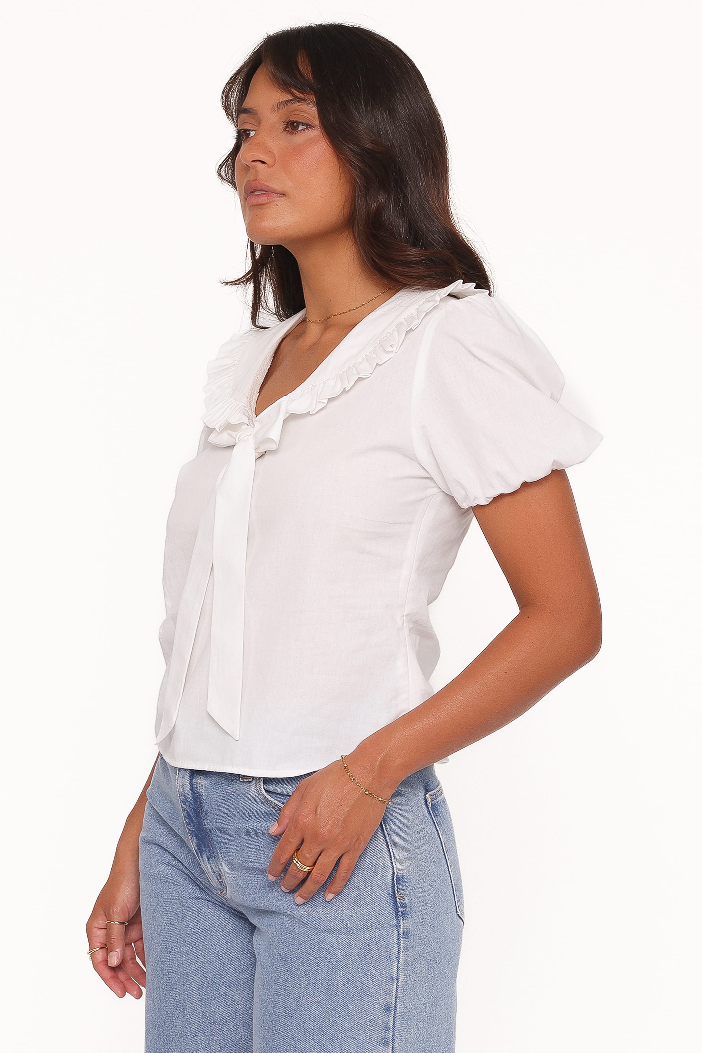Petal and Pup USA TOPS Fleming Frill Collar Shirt - White