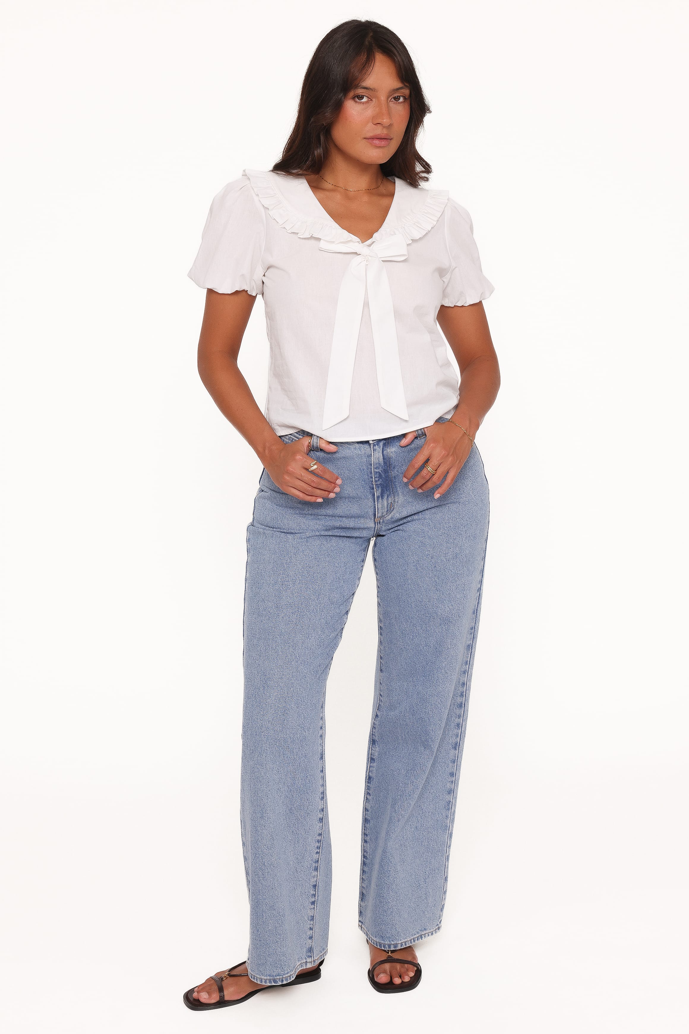 Petal and Pup USA TOPS Fleming Frill Collar Shirt - White