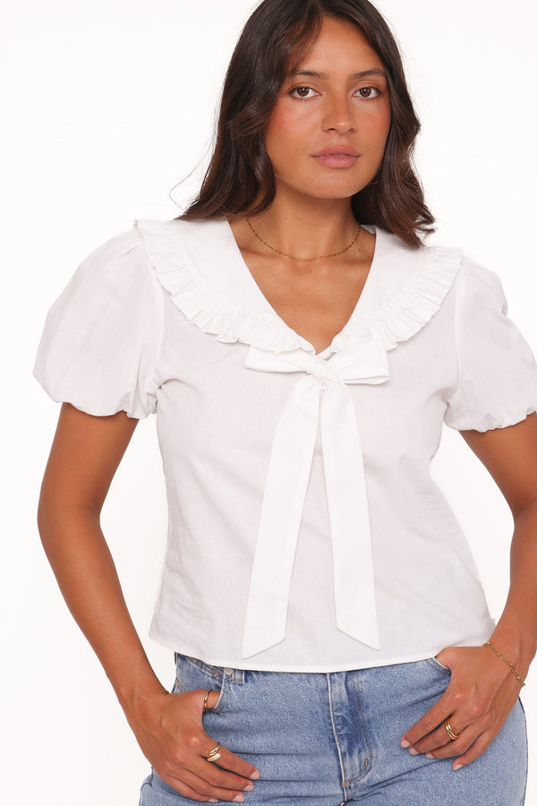 Petal and Pup USA TOPS Fleming Frill Collar Shirt - White