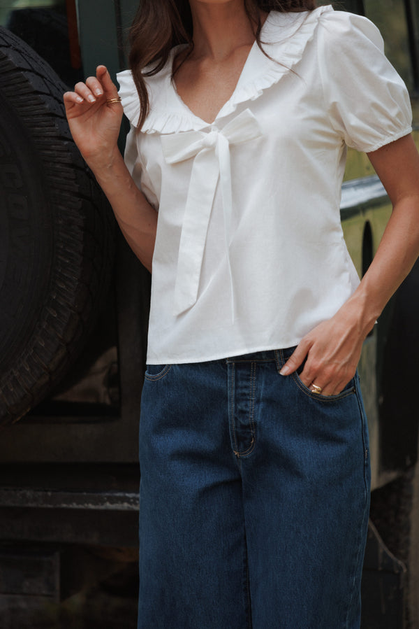 Petal and Pup USA TOPS Fleming Frill Collar Shirt - White