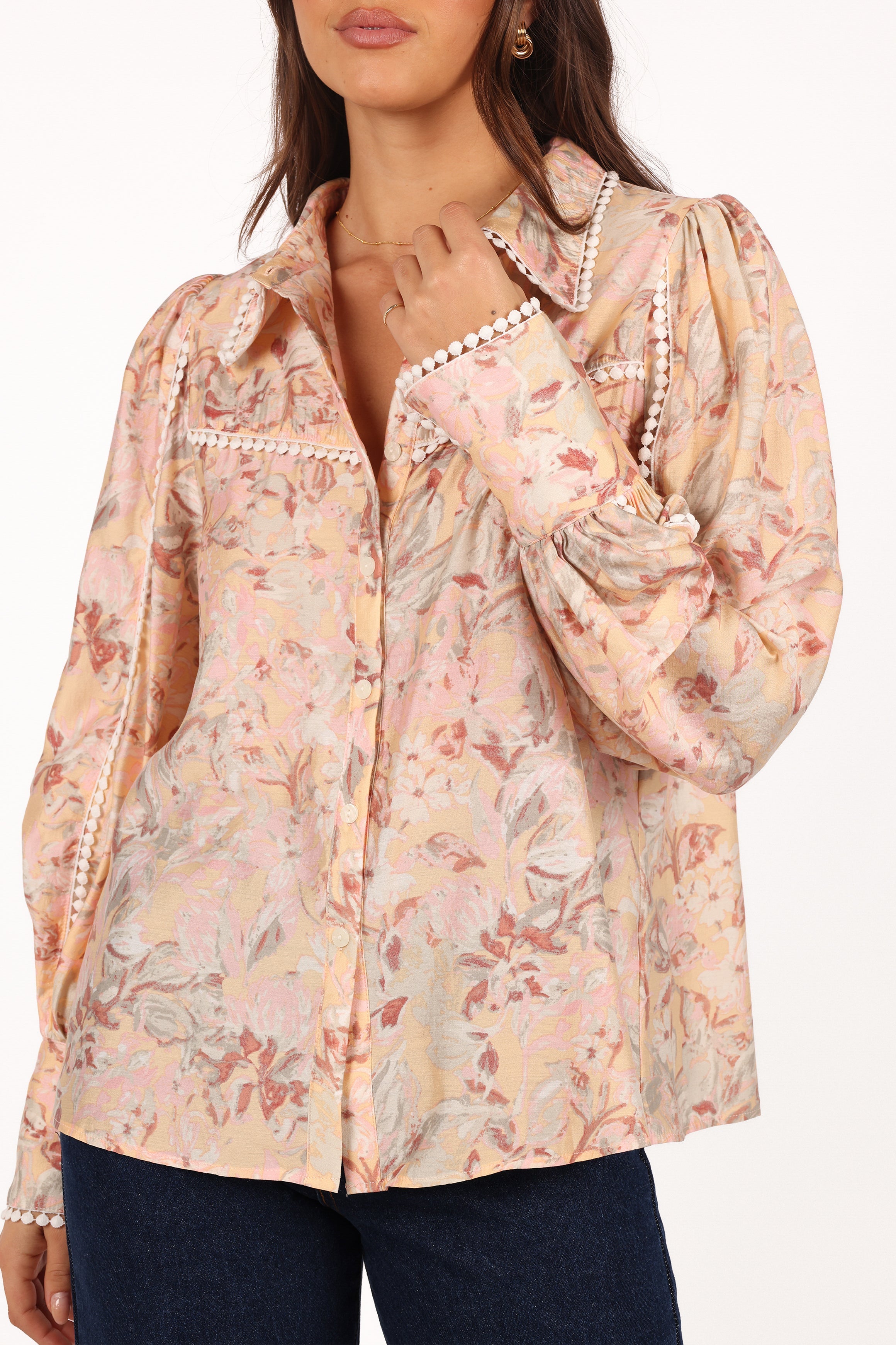 Petal and Pup USA TOPS Floria Top - Beige Floral