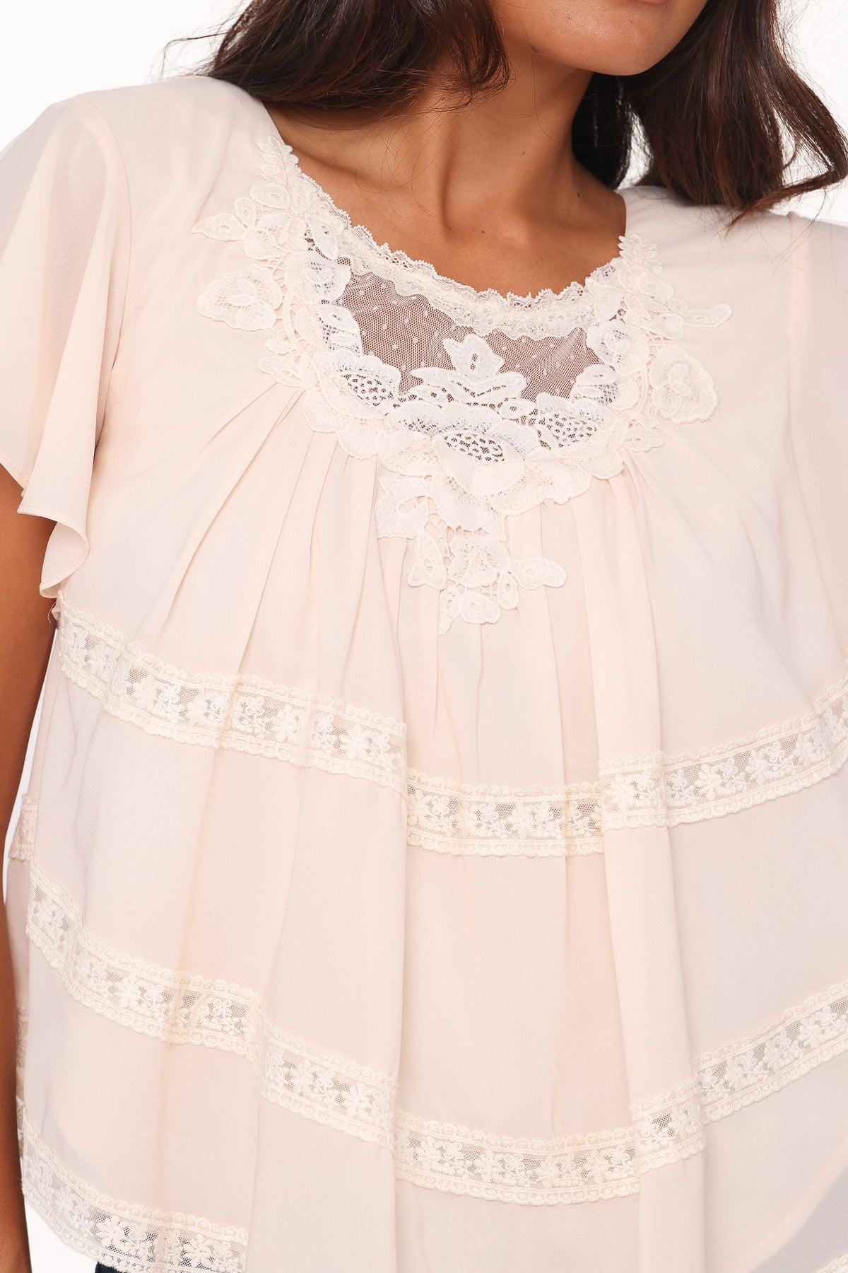 Petal and Pup USA TOPS Galatea Lace Insert Top - Cream