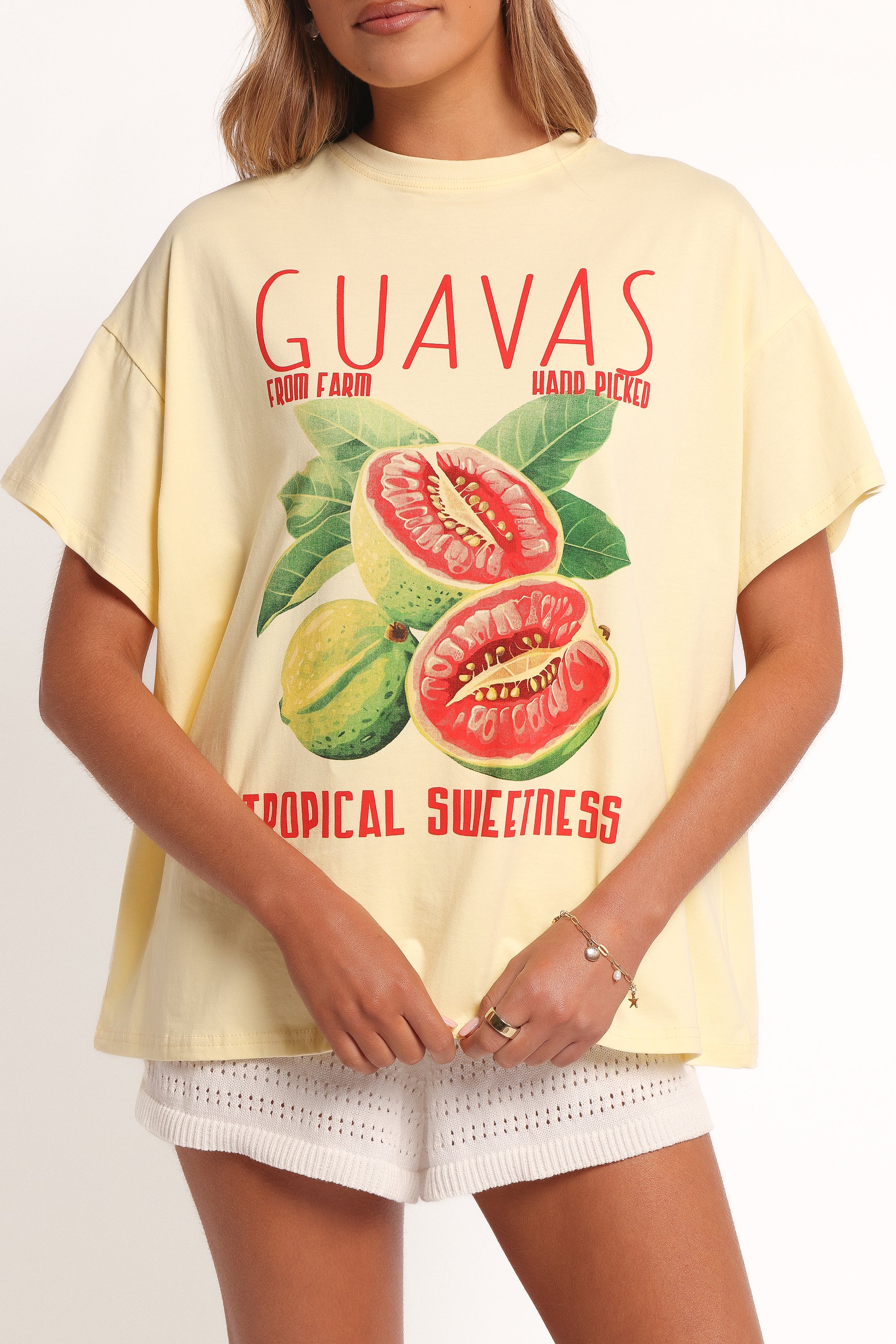 Petal and Pup USA TOPS Guavas Graphic Tee - Pale Yellow