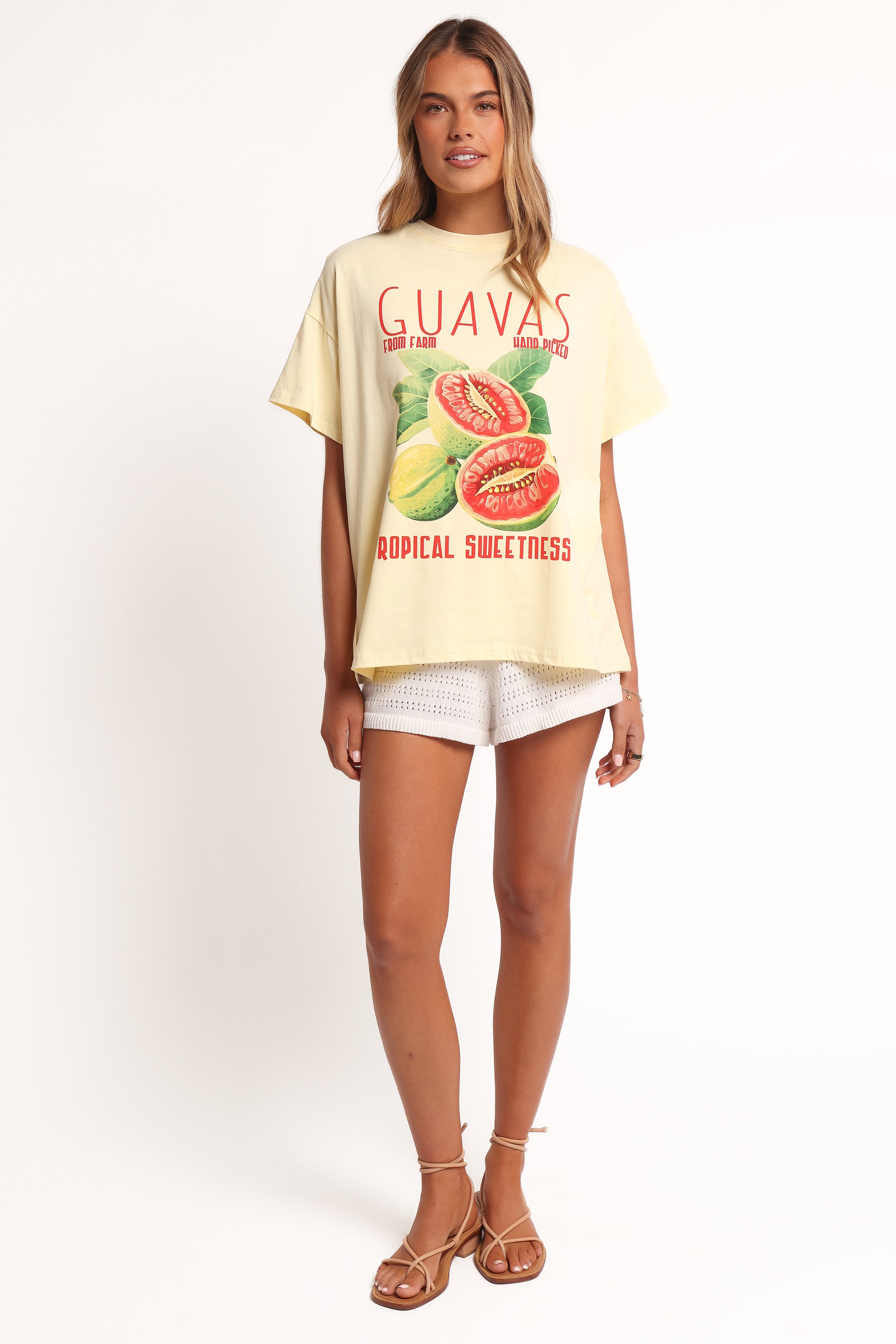 Petal and Pup USA TOPS Guavas Graphic Tee - Pale Yellow