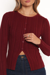 Petal and Pup USA TOPS Hatte Cardigan Top - Dark Cherry