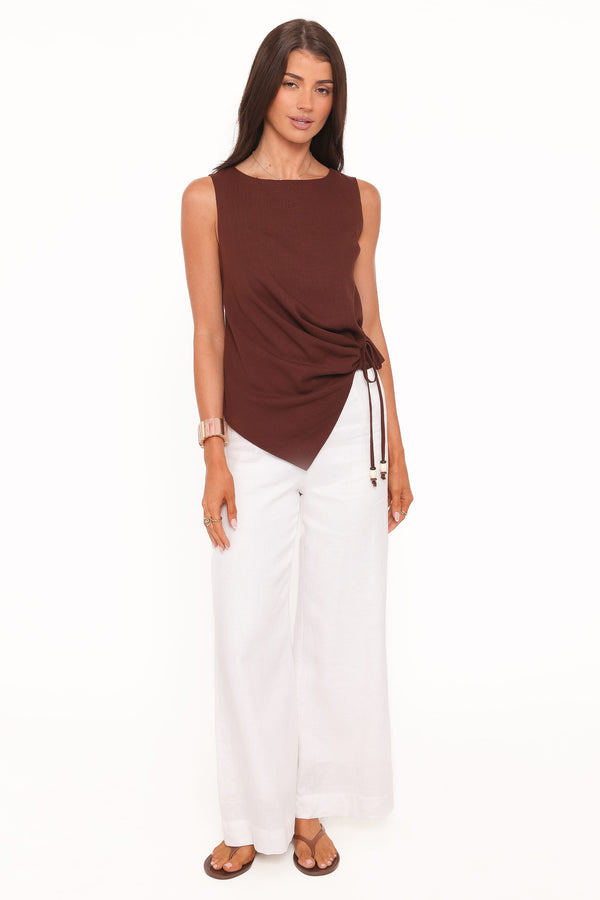 Petal and Pup USA TOPS Heloise Side Tie Top - Dark Brown
