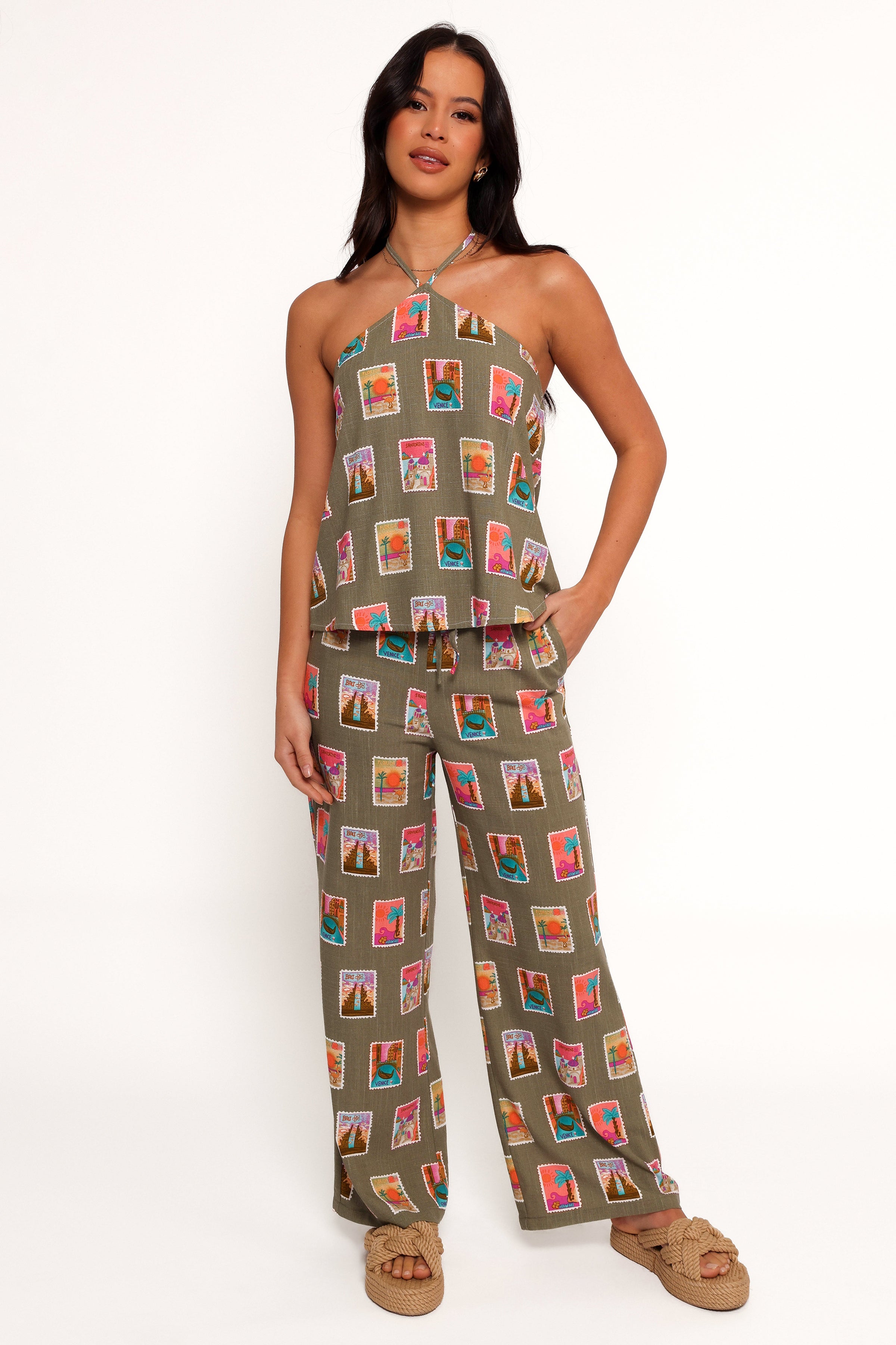 Petal and Pup USA TOPS Henri Halter Top - Olive Print