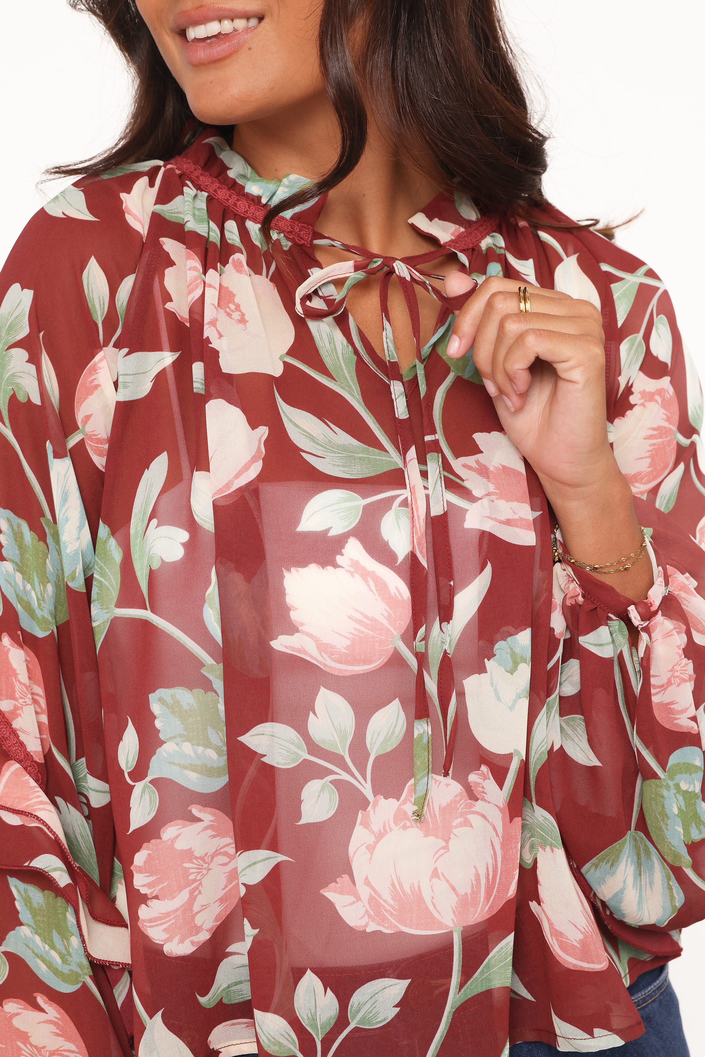 Hesper Ruffle Top - Red Tulip Floral | Petal & Pup USA