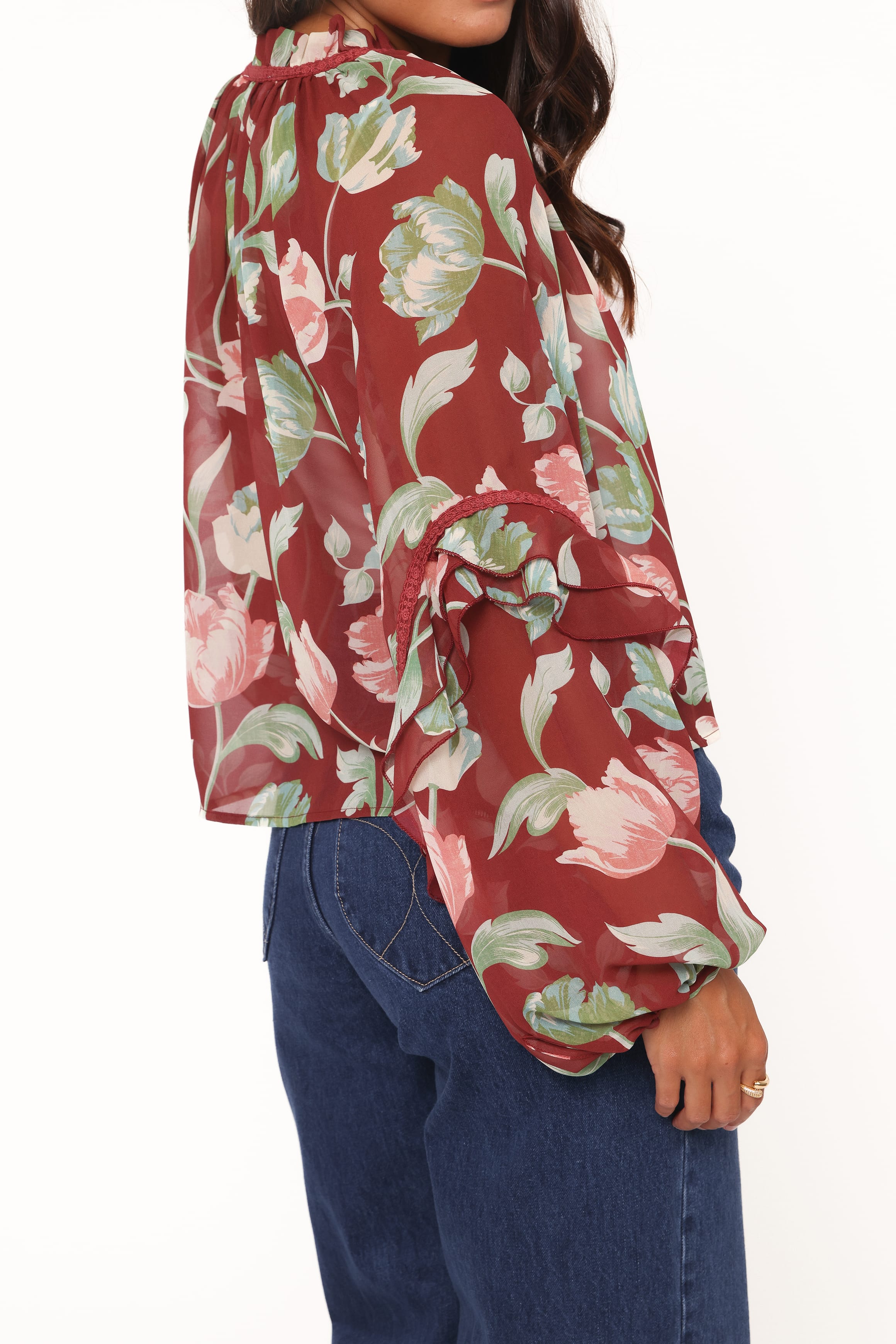 Hesper Ruffle Top - Red Tulip Floral | Petal & Pup USA