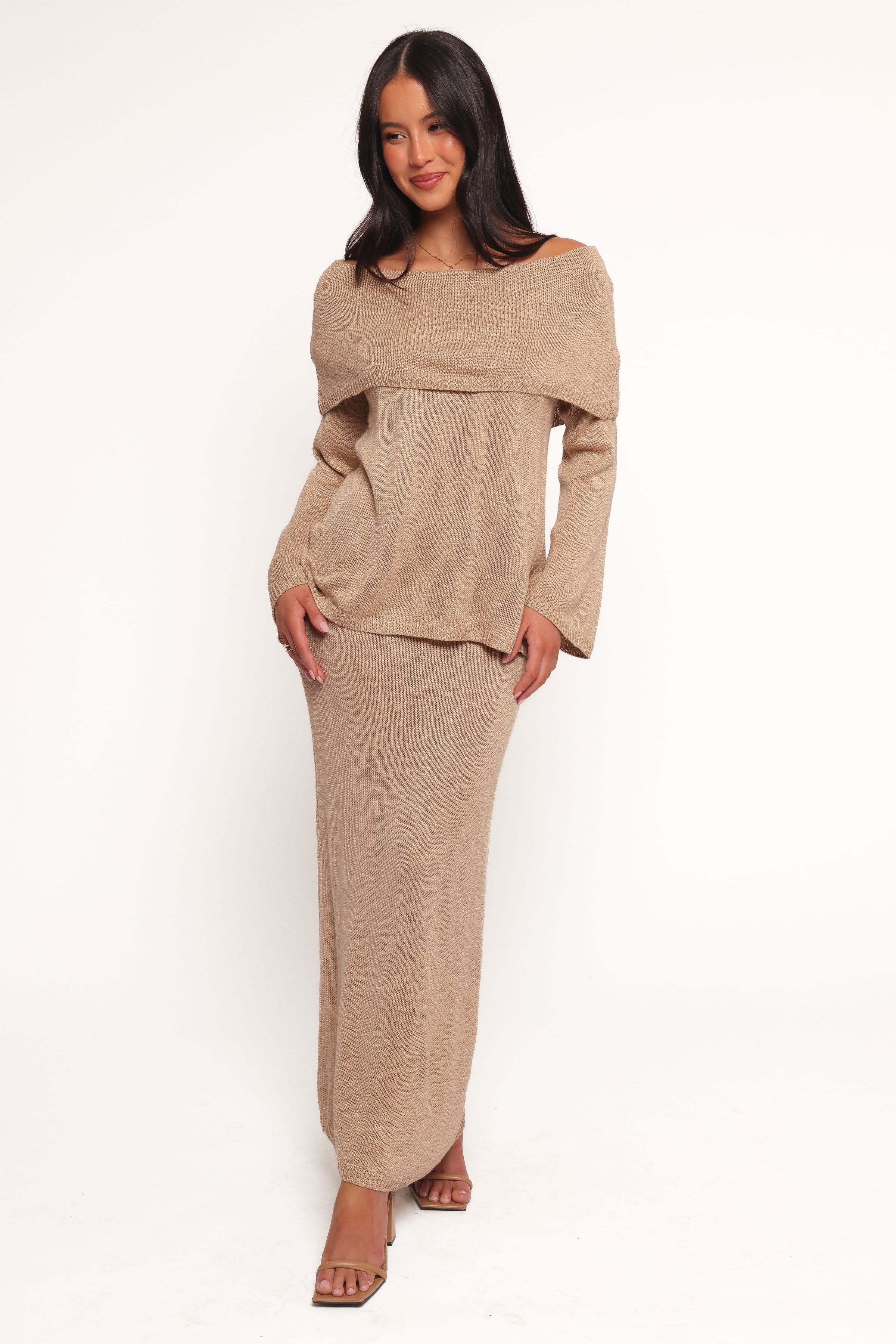 Petal and Pup USA TOPS Indya Off Shoulder Top - Mocha