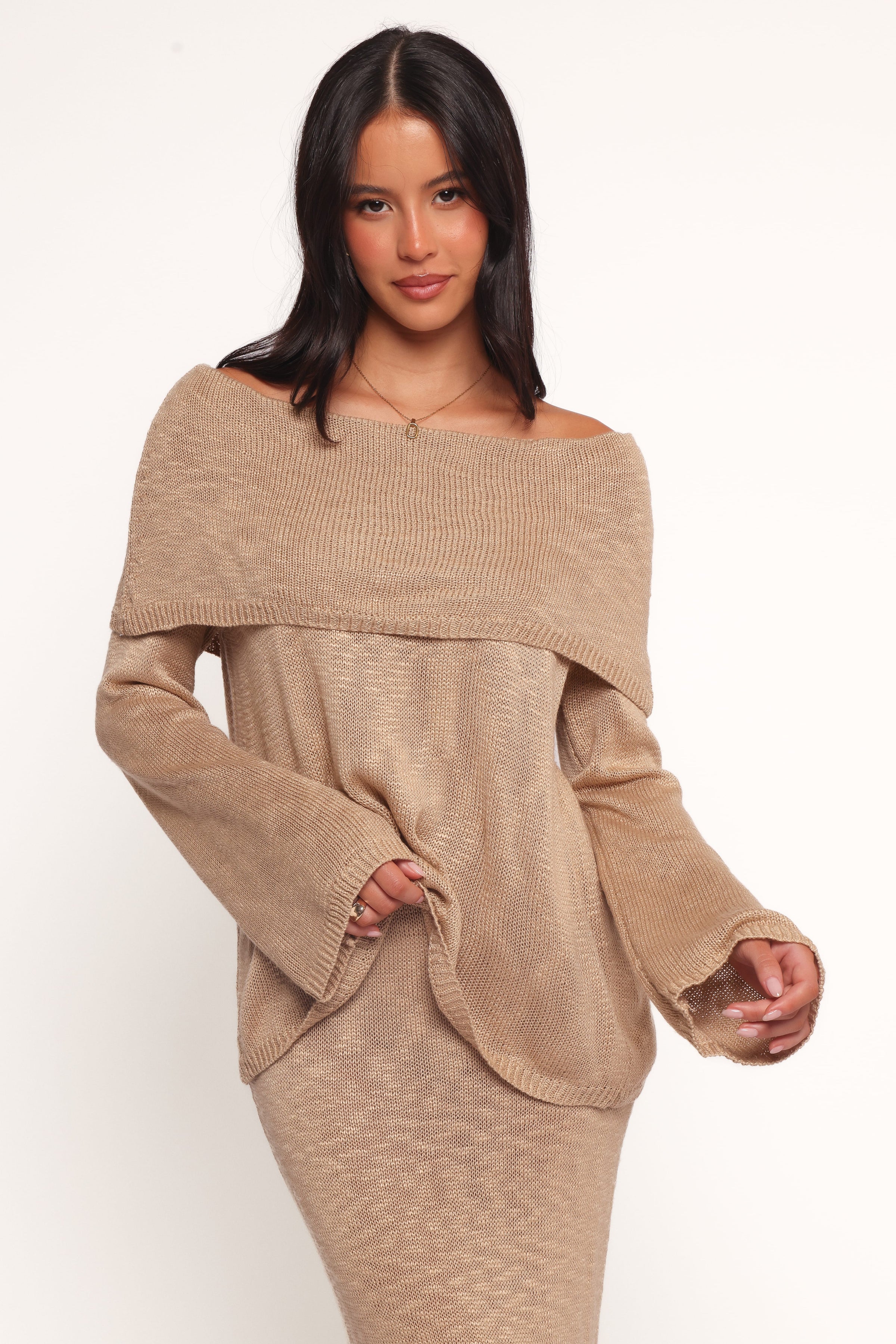 Petal and Pup USA TOPS Indya Off Shoulder Top - Mocha