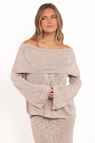 Petal and Pup USA TOPS Indya Off Shoulder Top - Oatmeal