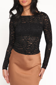 Petal and Pup USA TOPS Iveta Lace Top - Black
