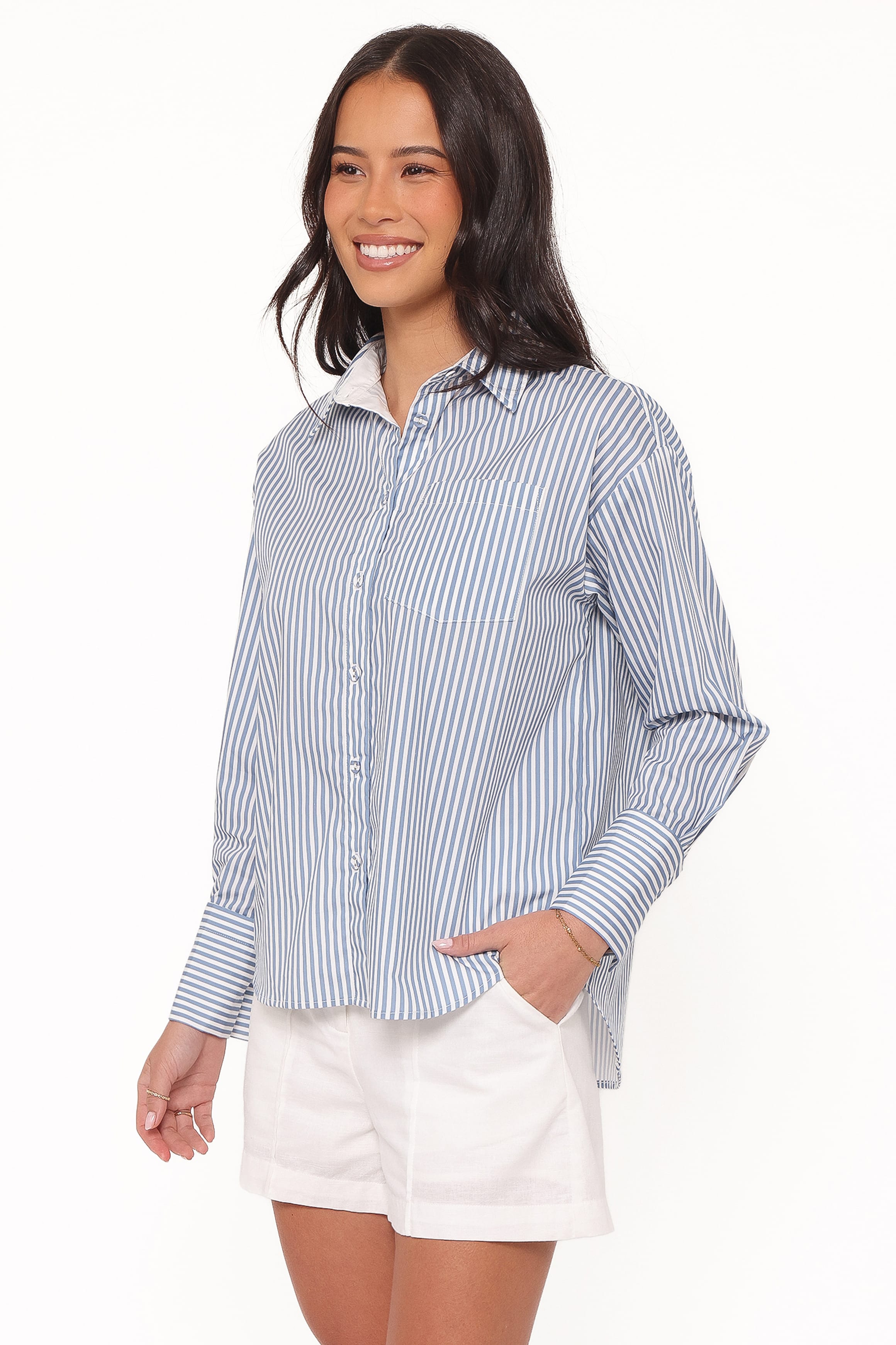 Petal and Pup USA TOPS Jackson Button Up Shirt - Blue Stripe