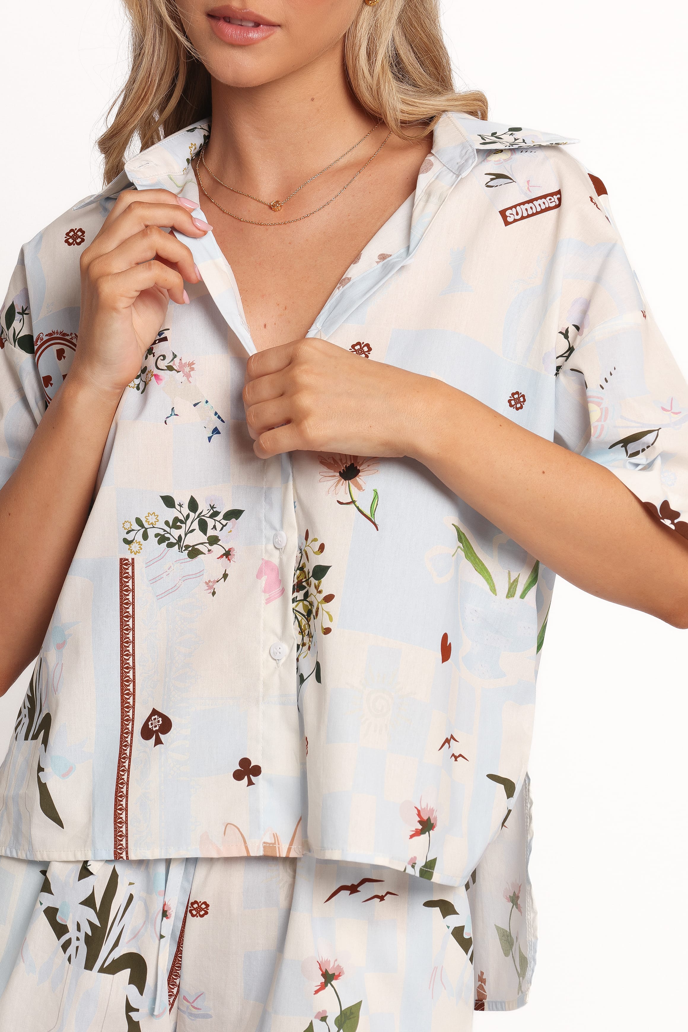 Petal and Pup USA TOPS Jaymes Shirt - Blue Floral (Hold for Rack)