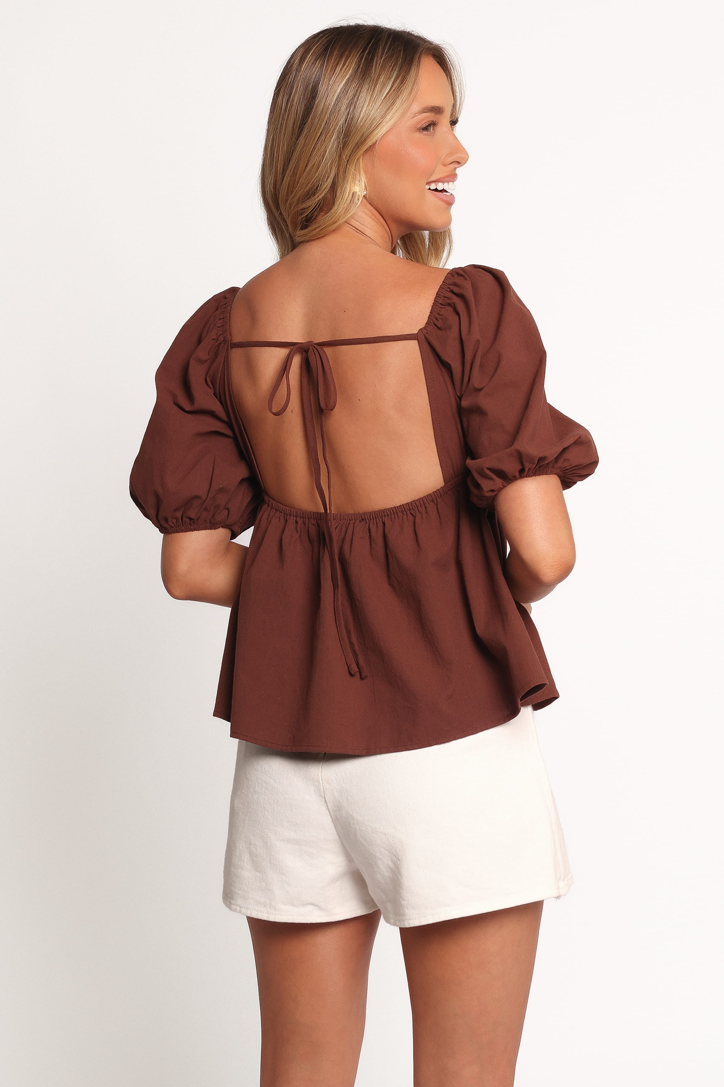 Petal and Pup USA TOPS Jemima Puff Sleeve Top - Chocolate (Hold for Amazon)
