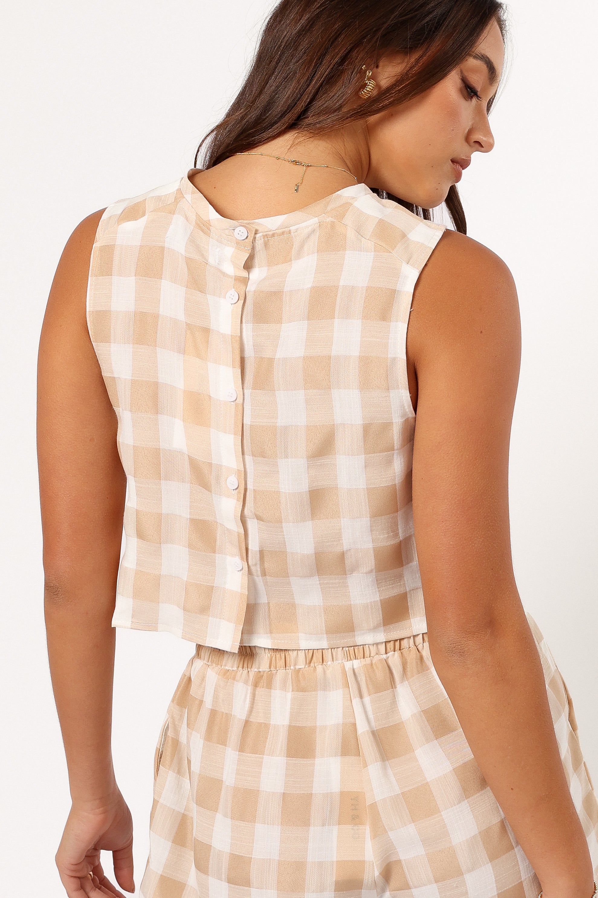 Petal and Pup USA TOPS Jemmy Top - Beige Check