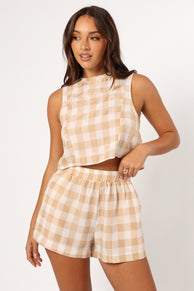 Petal and Pup USA TOPS Jemmy Top - Beige Check