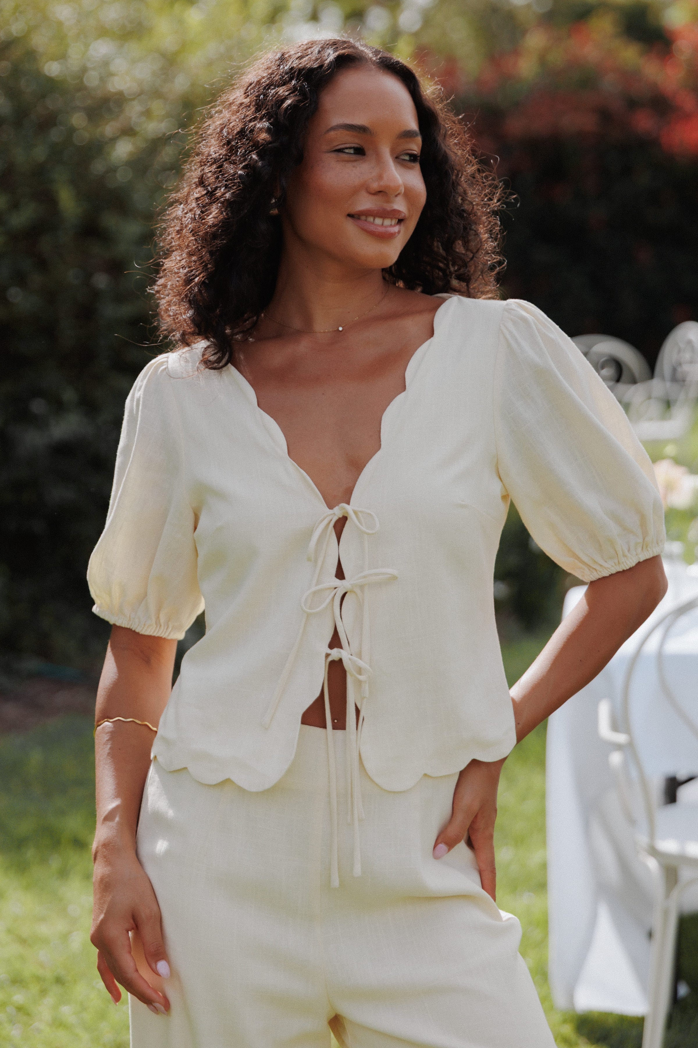 Petal and Pup USA TOPS Jensen Scallop Hem Top - Butter Yellow