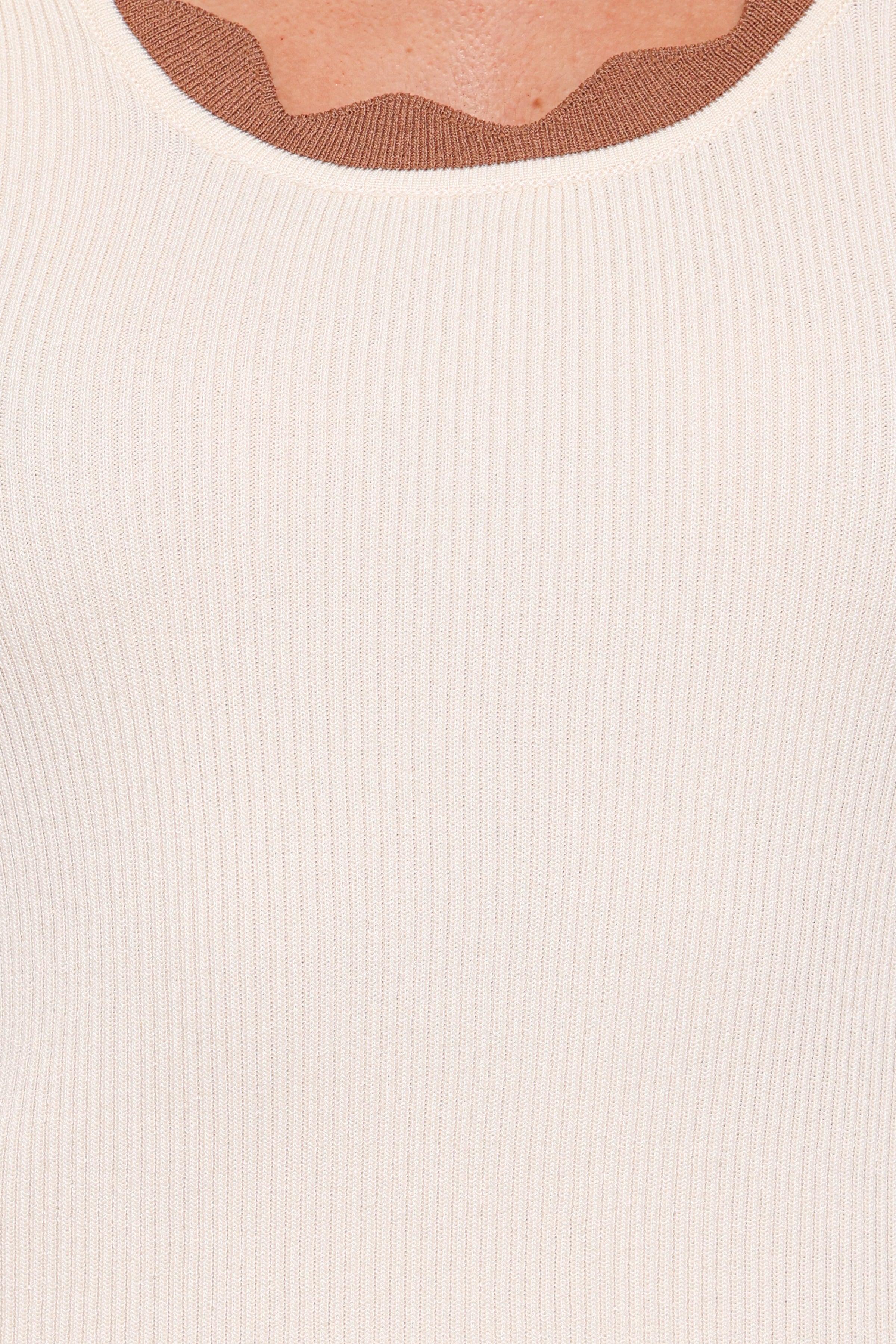 Petal and Pup USA TOPS Johnson Scalloped Trim Tank - Cream Brown
