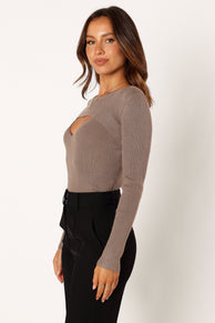 Petal and Pup USA TOPS Jupiter Long Sleeve Knit Top - Mocha