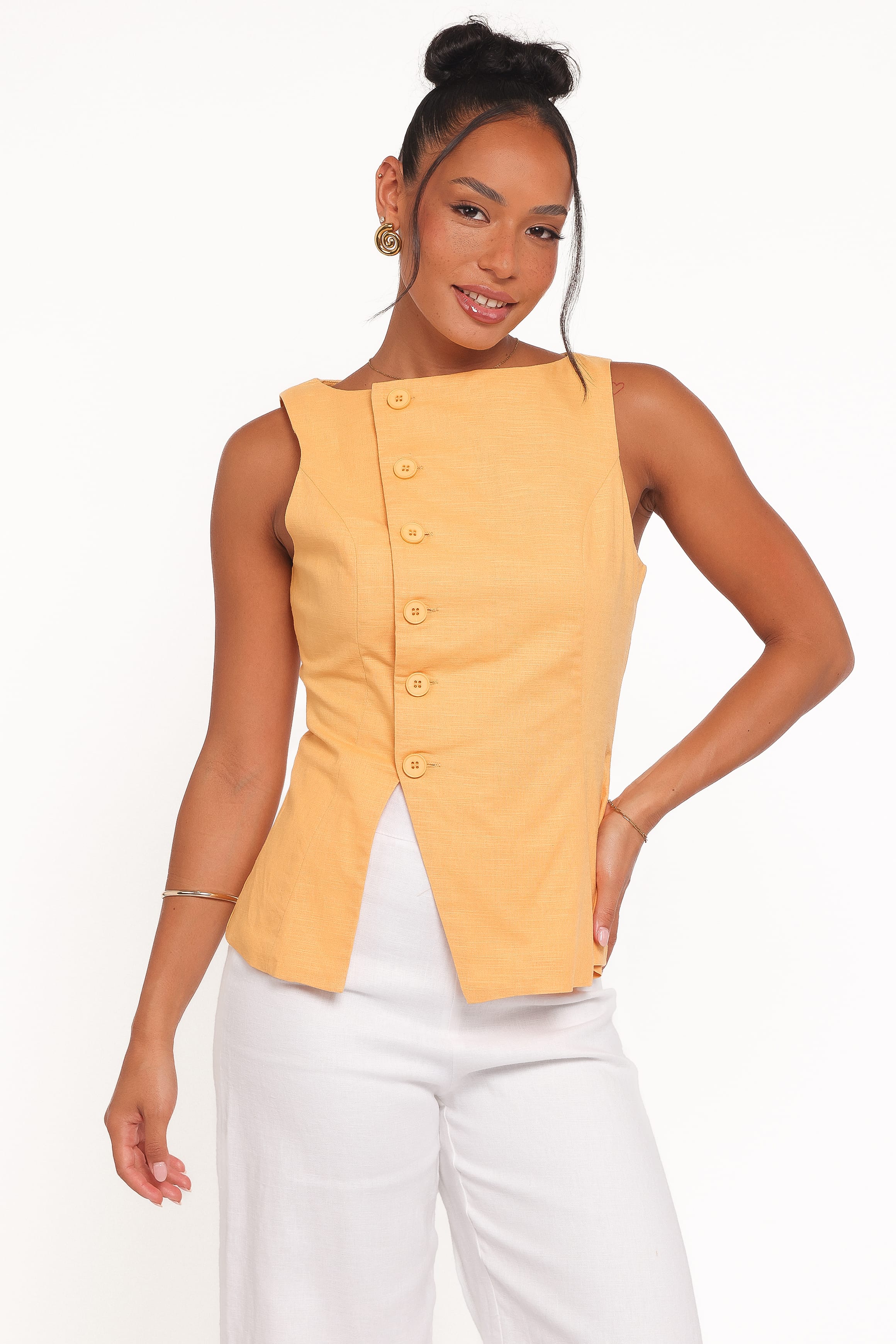 Kalyssa Asymmetrical Vest - Mango | Petal & Pup USA