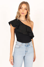 Petal and Pup USA TOPS Kate One Shoulder Top - Black