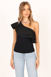 Petal and Pup USA TOPS Kate One Shoulder Top - Black