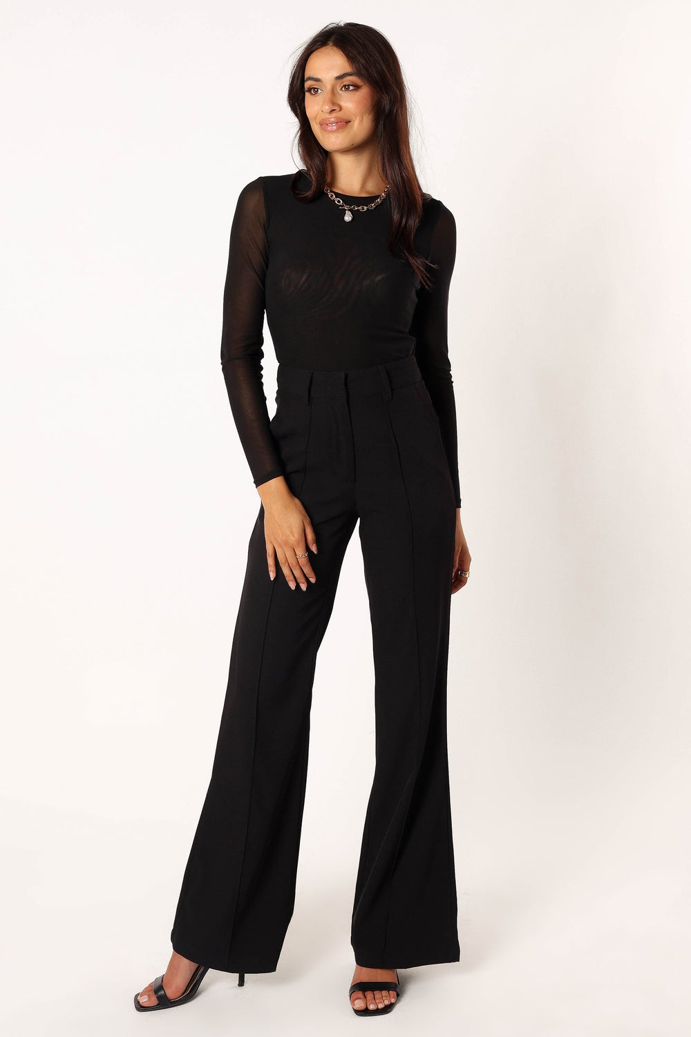 Kellie Mesh Long Sleeve Bodysuit - Black - Petal & Pup USA