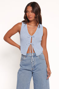 Petal and Pup USA TOPS Kendall Knit Top - Light Blue