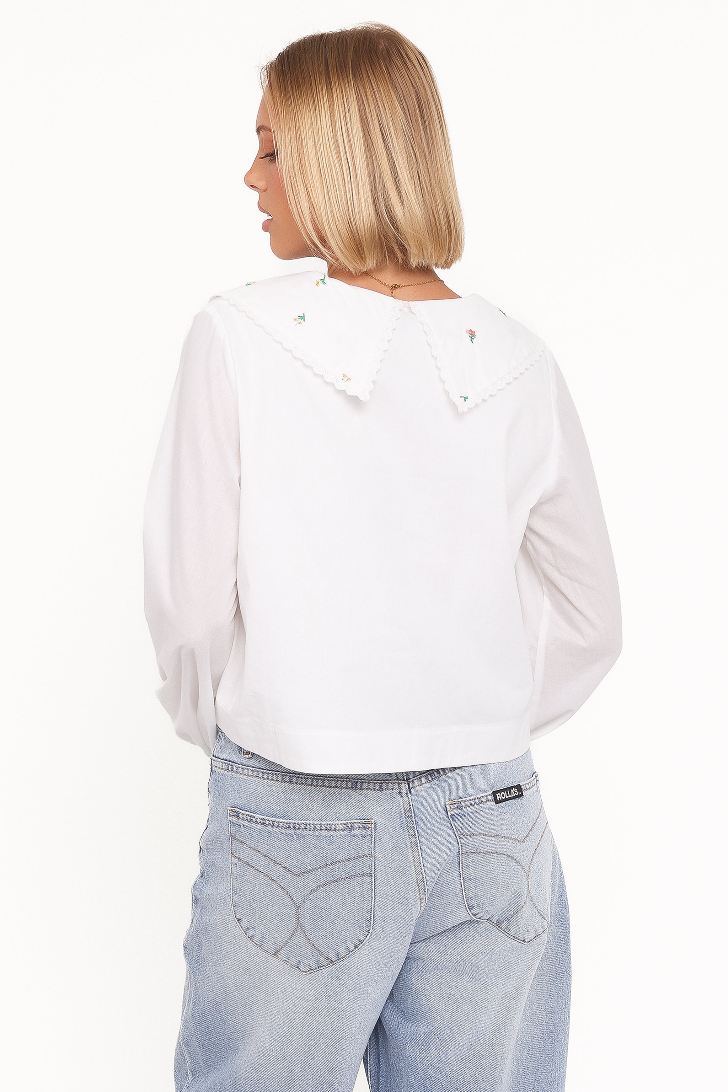 Petal and Pup USA TOPS Kenna Embroidered Long Sleeve Top - White Floral