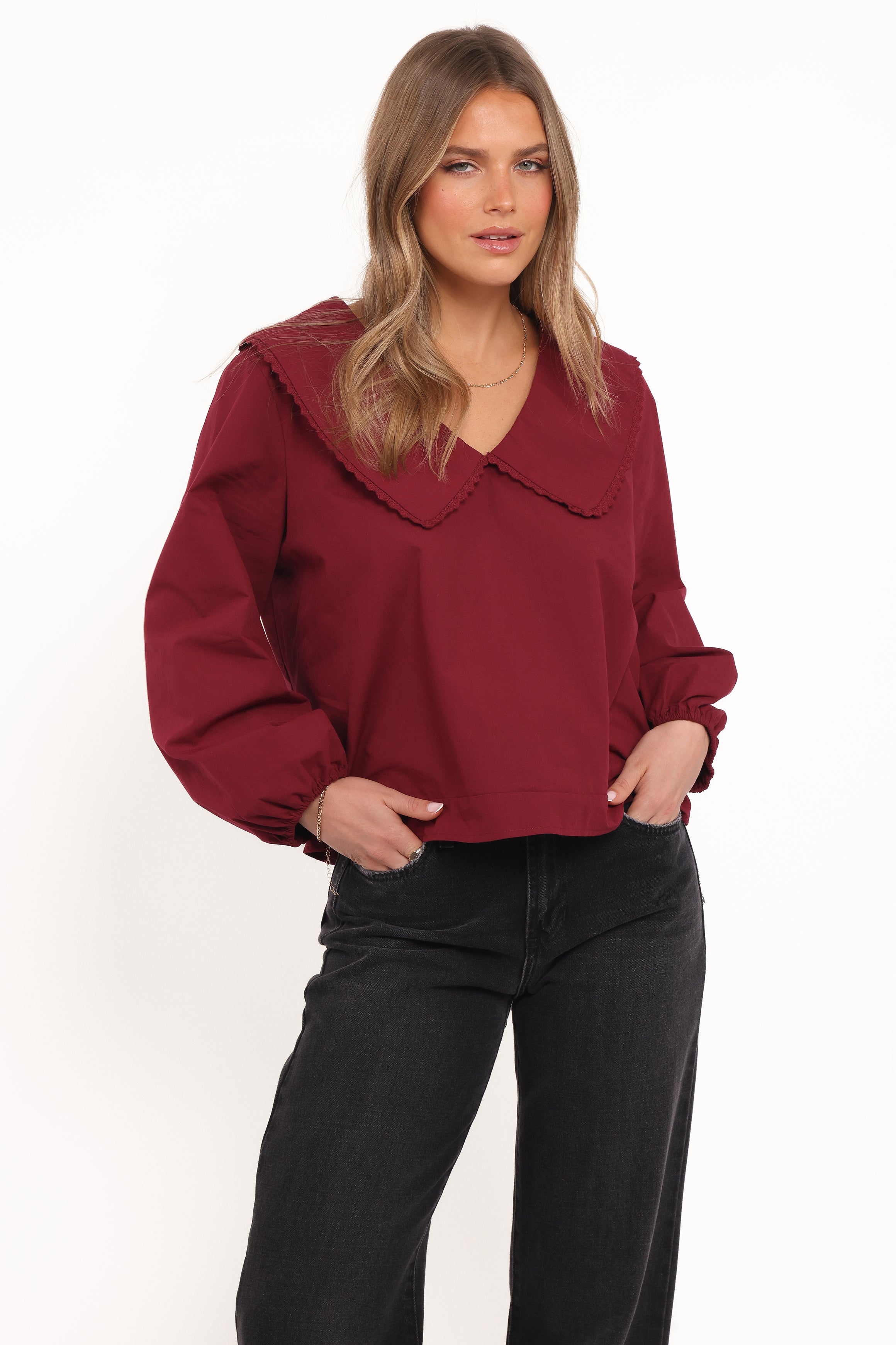 Petal and Pup USA TOPS Kenna Long Sleeve Top - Burg