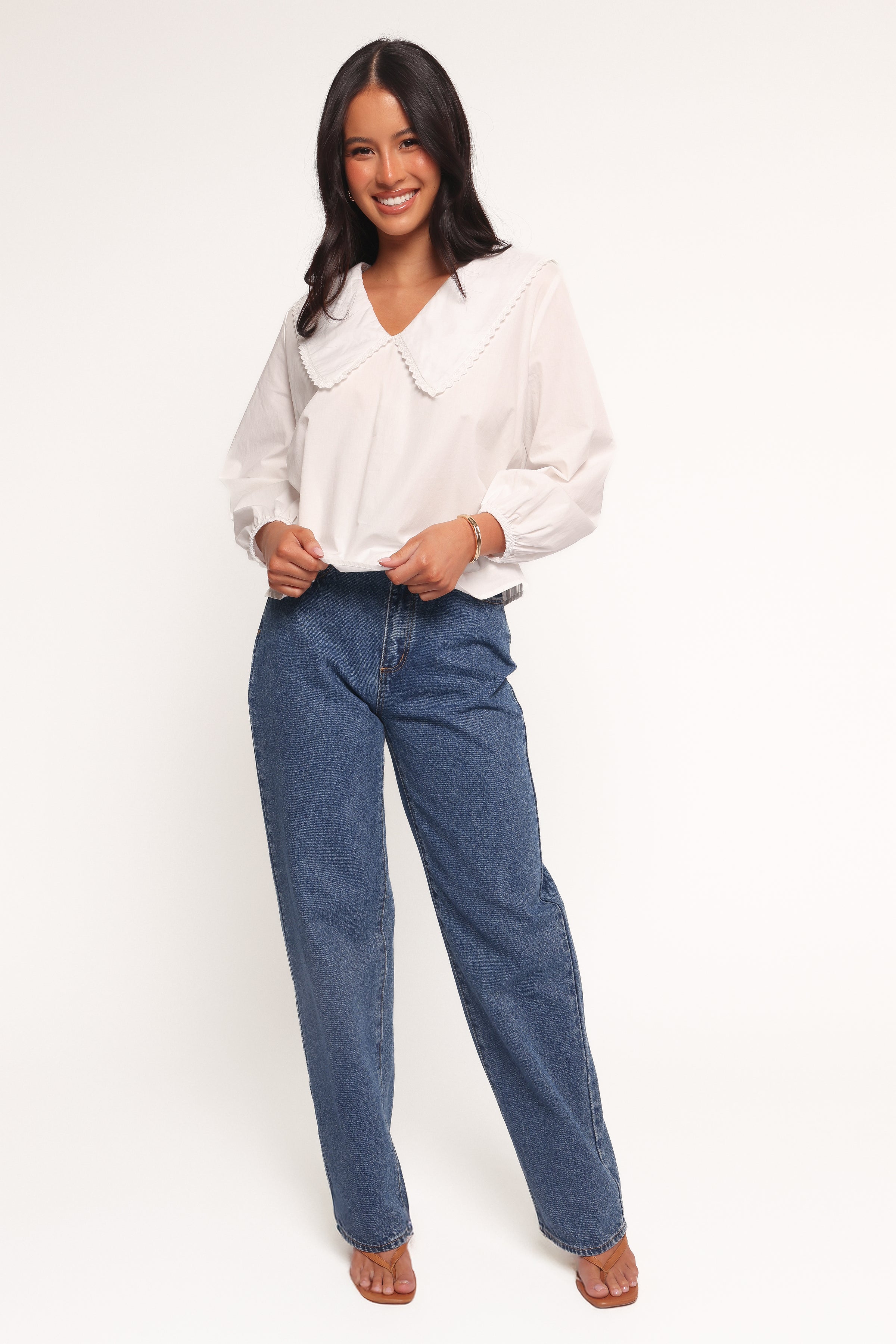 Petal and Pup USA TOPS Kenna Long Sleeve Top - White